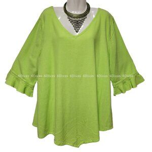 𝅺DUNES Lime Green Oversized  Loose Fitting Blouse Top- Size L - NWT